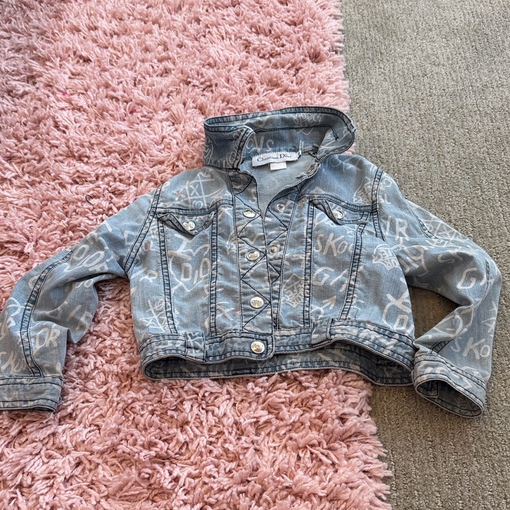 Dior Kids Jean Jacket in Light Blue and White